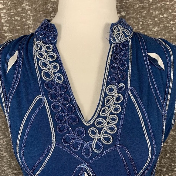 Vintage Lauren Michelle Blue Embroidered Tank Top Boho Women's M - Picture 2 of 8